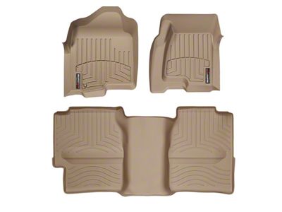 Weathertech DigitalFit Front and Rear Floor Liners with Underseat Coverage; Tan (99-06 Silverado 1500 Extended Cab)