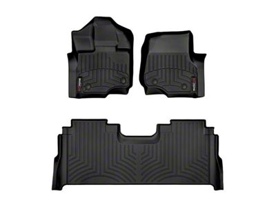 Weathertech DigitalFit Front and Rear Floor Liners; Black (21-25 F-150 SuperCrew w/ Front Bucket Seats & Rear Underseat Storage)