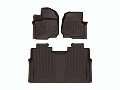 Weathertech Front and Rear Floor Liner HP; Cocoa (15-25 F-150 SuperCrew w/ Front Bench Seat)