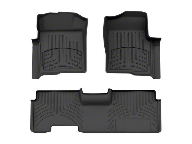 Weathertech Front and Rear Floor Liner HP; Black (10-14 F-150 SuperCab w/ Flow-Through Center Console & Raised Heating Duct)