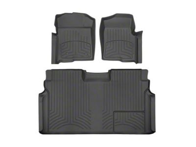 Weathertech Front and Rear Floor Liner HP; Black (10-14 F-150 SuperCrew w/ Raised Heating Duct)