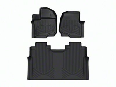 Weathertech Front and Rear Floor Liner HP; Black (15-25 F-150 SuperCrew w/ Front Bench Seat)