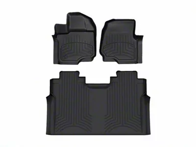Weathertech Front and Rear Floor Liner HP; Black (15-24 F-150 SuperCrew w/ Front Bench Seat)