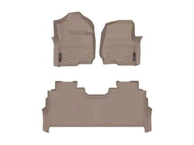 Weathertech DigitalFit Front and Rear Floor Liners; Tan (23-25 F-250 Super Duty SuperCrew w/ Front Bucket Seats & Rear Underseat Storage)