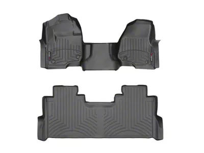 Weathertech DigitalFit Front Over the Hump and Rear Floor Liners; Black (17-22 F-250 Super Duty SuperCrew w/ Front Bench Seat & Rear Underseat Storage)