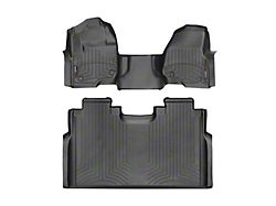 Weathertech DigitalFit Front Over the Hump and Rear Floor Liners; Black (17-22 F-250 Super Duty SuperCrew w/ Front Bench Seat & w/o Rear Underseat Storage)