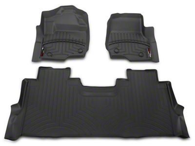 Weathertech DigitalFit Front and Rear Floor Liners; Black (17-22 F-250 Super Duty SuperCrew w/ Front Bucket Seats & Rear Underseat Storage)