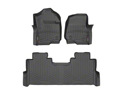 Weathertech DigitalFit Front and Rear Floor Liners; Black (17-25 F-250 Super Duty SuperCrew w/ Front Bench Seat & Rear Underseat Storage)