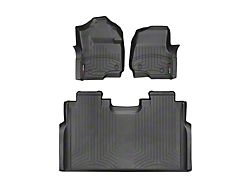 Weathertech DigitalFit Front and Rear Floor Liners; Black (17-26 F-250 Super Duty SuperCrew w/ Front Bench Seat & w/o Rear Underseat Storage)
