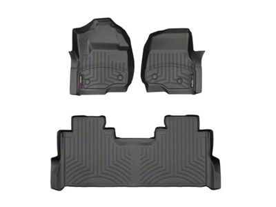 Weathertech DigitalFit Front and Rear Floor Liners for Vinyl Floors; Black (17-24 F-250 Super Duty SuperCrew w/ Front Bench Seat & Rear Underseat Storage)
