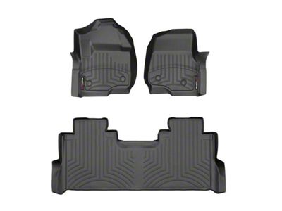 Weathertech DigitalFit Front and Rear Floor Liners for Vinyl Floors; Black (17-25 F-250 Super Duty SuperCrew w/ Front Bench Seat & Rear Underseat Storage)
