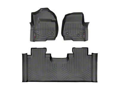 Weathertech DigitalFit Front and Rear Floor Liners for Vinyl Floors; Black (17-24 F-250 Super Duty SuperCab w/ Front Bucket Seats)