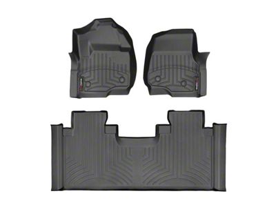 Weathertech DigitalFit Front and Rear Floor Liners for Vinyl Floors; Black (17-25 F-250 Super Duty SuperCab w/ Front Bench Seat)