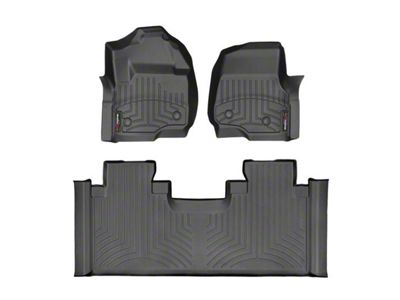 Weathertech DigitalFit Front and Rear Floor Liners for Vinyl Floors; Black (17-24 F-250 Super Duty SuperCab w/ Front Bench Seat)