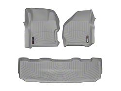 Weathertech DigitalFit Front and Rear Floor Liners; Grey (99-07 F-250 SuperCrew w/ Floor Shifter)