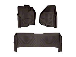 Weathertech Front and Rear Floor Liner HP; Cocoa (12-16 F-250 SuperCrew w/ Raised Forward-Left Corner & w/o Floor Shifter)
