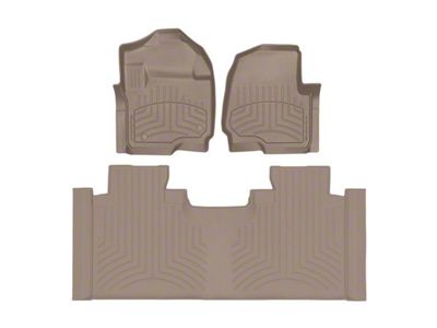Weathertech Front and Rear Floor Liner HP; Tan (17-22 F-250 Super Duty SuperCab w/ Front Bucket Seats)