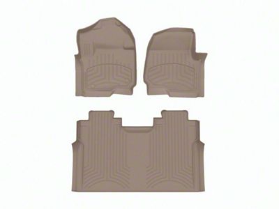 Weathertech Front and Rear Floor Liner HP; Tan (17-25 F-250 Super Duty SuperCrew w/ Front Bench Seat & w/o Rear Underseat Storage)