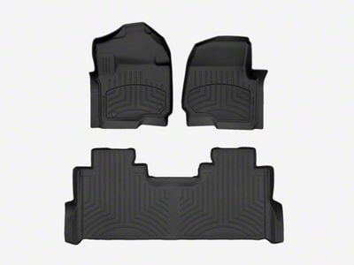 Weathertech Front and Rear Floor Liner HP; Black (20-24 F-250 Super Duty SuperCrew w/ Front Bench Seat & Rear Underseat Storage)