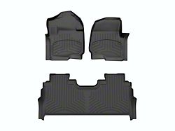 Weathertech Front and Rear Floor Liner HP; Black (23-26 F-250 Super Duty SuperCrew w/ Front Bucket Seats & Rear Underseat Storage)
