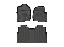 Weathertech Front and Rear Floor Liner HP; Black (23-26 F-250 Super Duty SuperCrew w/ Front Bucket Seats & w/o Rear Underseat Storage)