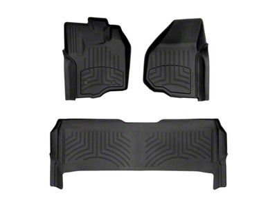 Weathertech Front and Rear Floor Liner HP; Black (12-16 F-250 SuperCrew w/ Raised Forward-Left Corner & w/o Floor Shifter)