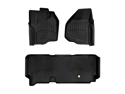 Weathertech Front and Rear Floor Liner HP; Black (12-16 F-250 SuperCab w/ Raised Forward-Left Corner & w/o Floor Shifter)