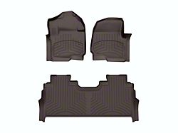 Weathertech Front and Rear Floor Liner HP; Cocoa (23-26 F-250 Super Duty SuperCrew w/ Bucket Seats & Rear Underseat Storage)