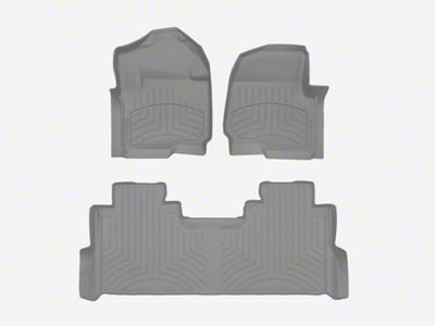 Weathertech Front and Rear Floor Liner HP; Gray (20-24 F-250 Super Duty SuperCrew w/ Front Bench Seat & Rear Underseat Storage)
