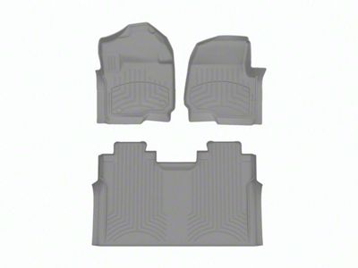 Weathertech Front and Rear Floor Liner HP; Gray (17-25 F-250 Super Duty SuperCrew w/ Front Bench Seat & w/o Rear Underseat Storage)