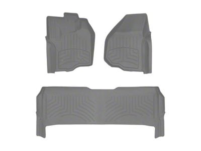 Weathertech Front and Rear Floor Liner HP; Gray (12-16 F-250 SuperCrew w/ Raised Forward-Left Corner & w/o Floor Shifter)
