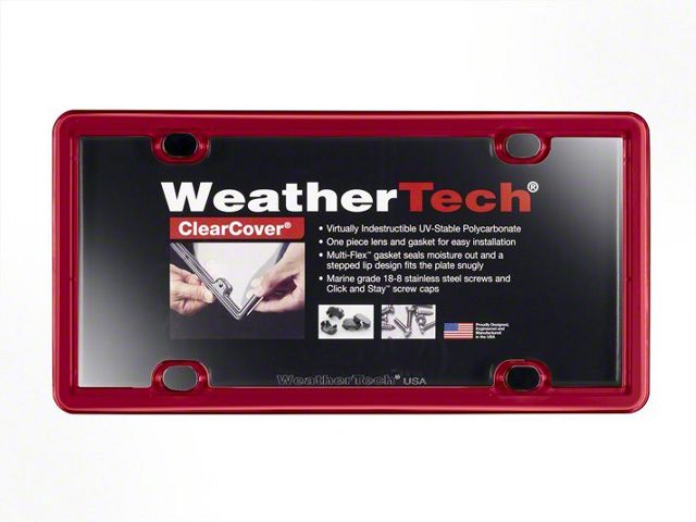 Weathertech ClearCover License Plate Frame; Red (Universal; Some Adaptation May Be Required)