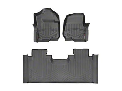 Weathertech DigitalFit Front and Rear Floor Liners; Black (17-25 F-350 Super Duty SuperCab w/ Front Bucket Seats)