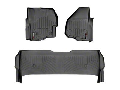 Weathertech DigitalFit Front and Rear Floor Liners; Black (2012 F-350 Super Duty SuperCrew w/ Factory Dead Pedal & Floor Shifter; 13-16 F-350 Super Duty SuperCrew w/ Floor Shifter)