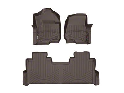 Weathertech DigitalFit Front and Rear Floor Liners; Cocoa (17-22 F-350 Super Duty SuperCrew w/ Front Bench Seat & Rear Underseat Storage)