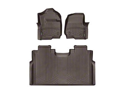Weathertech DigitalFit Front and Rear Floor Liners; Cocoa (17-25 F-350 Super Duty SuperCrew w/ Front Bench Seat & w/o Rear Underseat Storage)