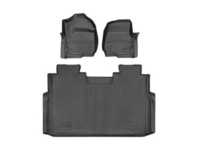 Weathertech DigitalFit Front and Rear Floor Liners for Vinyl Floors; Black (17-25 F-350 Super Duty SuperCrew w/ Front Bucket Seats, Mini Console & w/o Rear Underseat Storage)