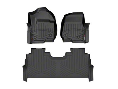 Weathertech DigitalFit Front and Rear Floor Liners for Vinyl Floors; Black (23-25 F-350 Super Duty SuperCrew w/ Front Bucket Seats, Rear Underseat Storage & w/o Mini Console)