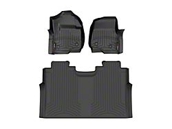 Weathertech DigitalFit Front and Rear Floor Liners for Vinyl Floors; Black (23-25 F-350 Super Duty SuperCrew w/ Front Bucket Seats & w/o Mini Console & Rear Underseat Storage)