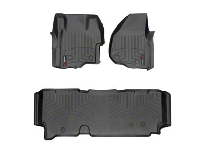 Weathertech DigitalFit Front and Rear Floor Liners for Vinyl Floors; Black (11-12 F-350 Super Duty SuperCab w/ Floor Shifter)