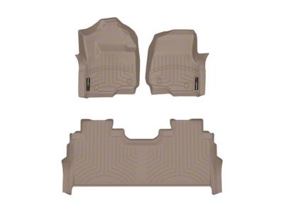 Weathertech DigitalFit Front and Rear Floor Liners; Tan (23-25 F-350 Super Duty SuperCrew w/ Front Bucket Seats & Rear Underseat Storage)