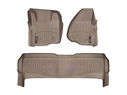 Weathertech DigitalFit Front and Rear Floor Liners; Tan (11-12 F-350 Super Duty SuperCrew w/o Factory Dead Pedal & Floor Shifter)