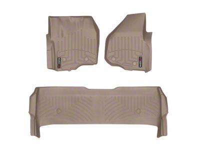Weathertech DigitalFit Front and Rear Floor Liners; Tan (2012 F-350 Super Duty SuperCrew w/ Factory Dead Pedal & w/o Floor Shifter; 13-16 F-350 Super Duty SuperCrew w/o Floor Shifter)