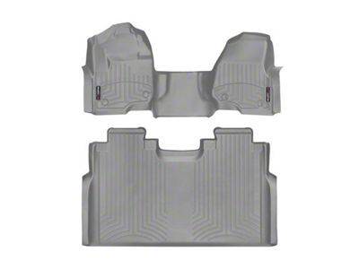 Weathertech DigitalFit Front Over the Hump and Rear Floor Liners; Gray (17-22 F-350 Super Duty SuperCrew w/ Front Bench Seat & w/o Rear Underseat Storage)