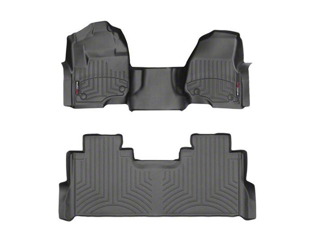 Weathertech DigitalFit Front Over the Hump and Rear Floor Liners; Black (17-22 F-350 Super Duty SuperCrew w/ Front Bench Seat & Rear Underseat Storage)
