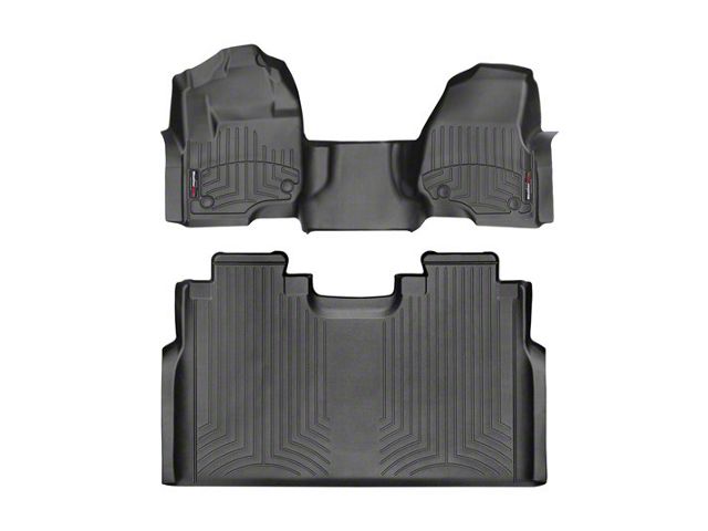 Weathertech DigitalFit Front Over the Hump and Rear Floor Liners; Black (17-22 F-350 Super Duty SuperCrew w/ Front Bench Seat & w/o Rear Underseat Storage)