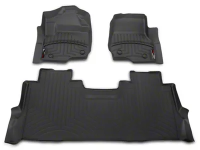 Weathertech DigitalFit Front and Rear Floor Liners; Black (17-22 F-350 Super Duty SuperCrew w/ Front Bucket Seats & Rear Underseat Storage)