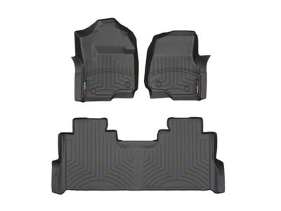 Weathertech DigitalFit Front and Rear Floor Liners; Black (17-24 F-350 Super Duty SuperCrew w/ Front Bench Seat & Rear Underseat Storage)