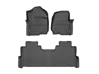 Weathertech DigitalFit Front and Rear Floor Liners; Black (17-22 F-350 Super Duty SuperCrew w/ Front Bench Seat & Rear Underseat Storage)