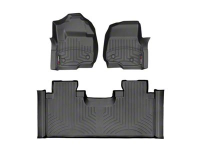 Weathertech DigitalFit Front and Rear Floor Liners for Vinyl Floors; Black (17-25 F-350 Super Duty SuperCab w/ Front Bucket Seats)